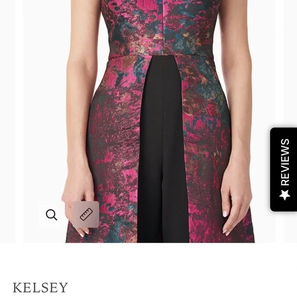 Kay Unger Vibrant Pink and Black Walk Thru Jumpsuit - Picture 4 of 8